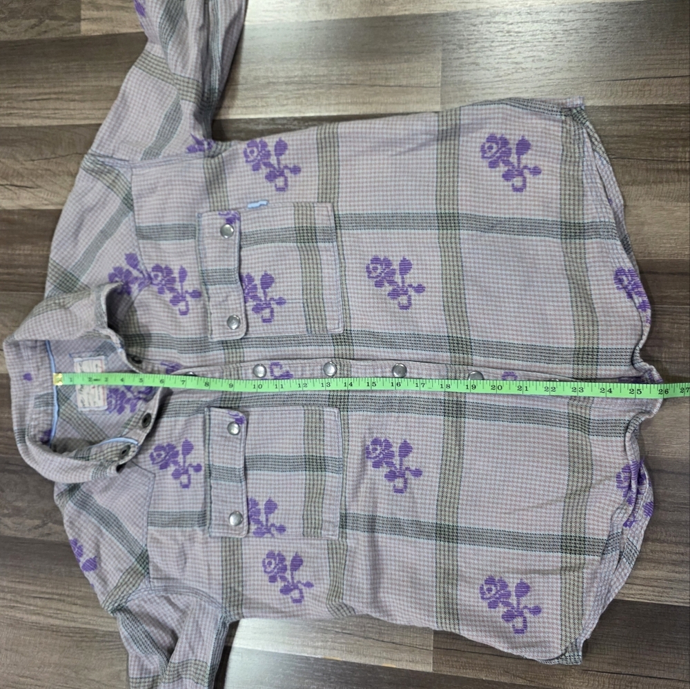 Free People We The Free Visby 100% Cotton Plaid Flannel Top w/Flap Pockets. S - Picture 7 of 8